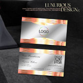 Glamoureuze Silver Shimmery Roos Gold Logo QR Code Visitekaartje