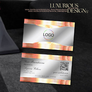 Glamoureuze Silver Shimmery Roos Gold Logo QR Code Visitekaartje