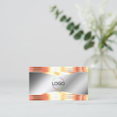 Glamoureuze Silver Shimmery Roos Gold Logo QR Code Visitekaartje (Staand voorkant)