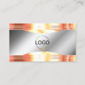 Glamoureuze Silver Shimmery Roos Gold Logo QR Code Visitekaartje (Voorkant)
