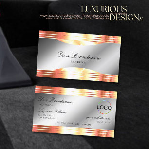 Glamoureuze Silver Shimmery Roos Gold met Logo Visitekaartje