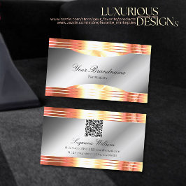 Glamoureuze Silver Shimmery Roos Gold met QR-code Visitekaartje