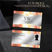 Glamoureuze Silver Shimmery Roos Gold Monogram Fot Visitekaartje