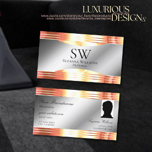 Glamoureuze Silver Shimmery Roos Gold Monogram Fot Visitekaartje