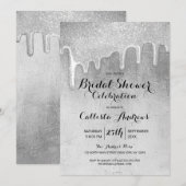 Glamoureuze Silver Thick Glitter Drips Vrijgezelle Kaart (Voorkant / Achterkant)