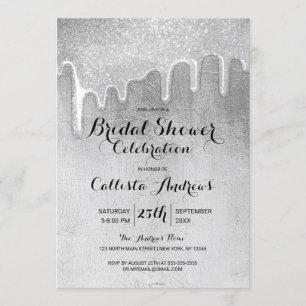 Glamoureuze Silver Thick Glitter Drips Vrijgezelle Kaart