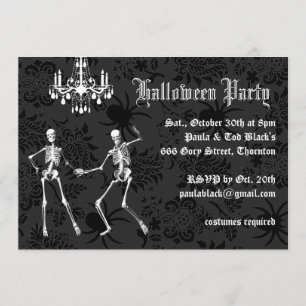 Glamoureuze skeletten Halloween Costume Party Kaart
