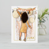 Glamoureuze slok Hoera Nieuwjaar Groeten Folie Feestdagenkaart (Staand Voorkant)