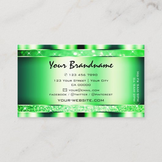 Glamoureuze Smaragd Groene Glitter Sterren Elegant Visitekaartje (Achterkant)