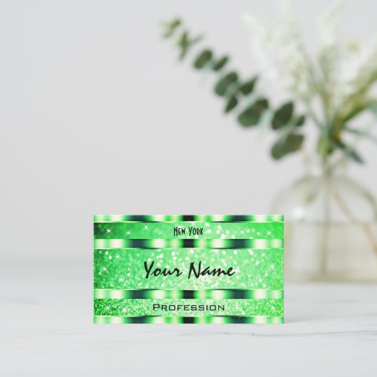 Glamoureuze Smaragd Groene Glitter Sterren Elegant Visitekaartje (Staand voorkant)