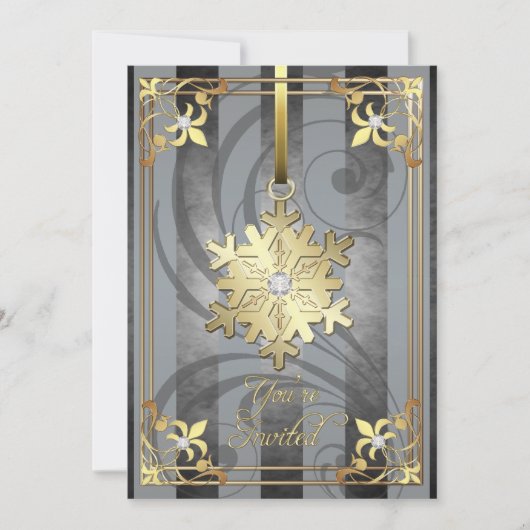 Glamoureuze Snowflake Silver Holiday Card Kaart (Voorkant)