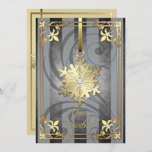 Glamoureuze Snowflake Silver Holiday Card Kaart (Voorkant / Achterkant)