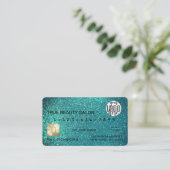 Glamoureuze Sparkly Blauwgroen Glitter Credit Kaar Visitekaartje (Staand voorkant)