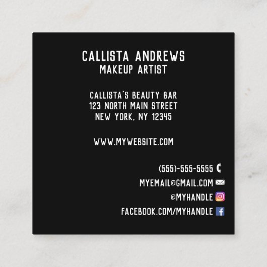 Glamoureuze Sparkly Blue Glitter Drips Lips Make-u Vierkante Visitekaartje (Achterkant)