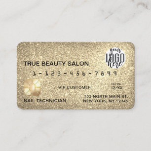 Glamoureuze Sparkly Gold Glitter Credit Kaart Logo Visitekaartje