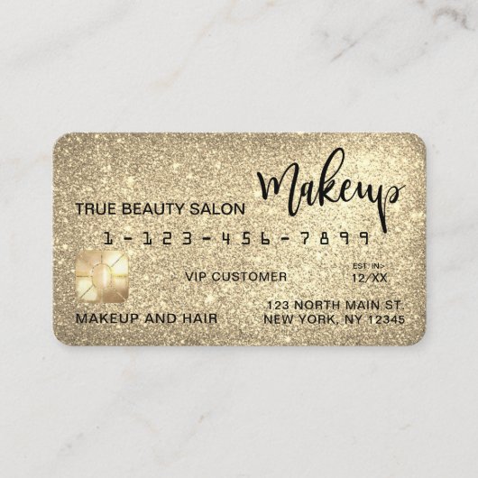 Glamoureuze Sparkly Gold Glitter Credit Kaart Make Visitekaartje (Voorkant)