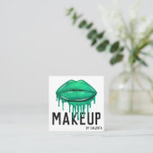 Glamoureuze Sparkly Green Glitter Drips Lips Make- Vierkante Visitekaartje (Staand voorkant)