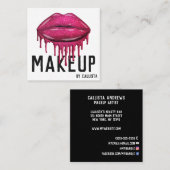 Glamoureuze Sparkly Pink Glitter Drips Lips Make-u Vierkante Visitekaartje (Voorkant / Achterkant)