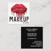 Glamoureuze Sparkly Red Glitter Drips Lips Make-up Vierkante Visitekaartje (Voorkant / Achterkant)