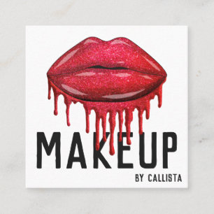 Glamoureuze Sparkly Red Glitter Drips Lips Make-up Vierkante Visitekaartje