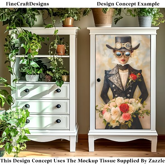 Glamoureuze Steampunk Bruid Bouquet R7 Decoupage Tissuepapier