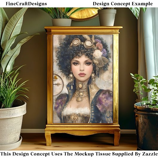Glamoureuze Steampunk Vrouw DM2L Decoupage Tissuepapier