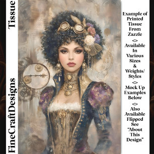 Glamoureuze Steampunk Vrouw DM2L Decoupage Tissuepapier