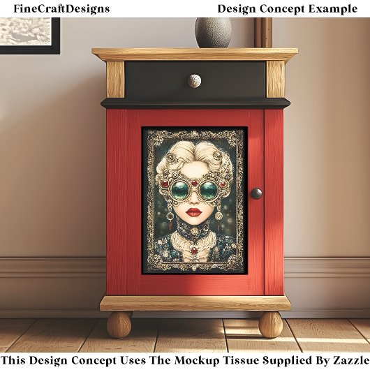 Glamoureuze Steampunk Vrouw,  DOOR8 Decoupage Tissuepapier