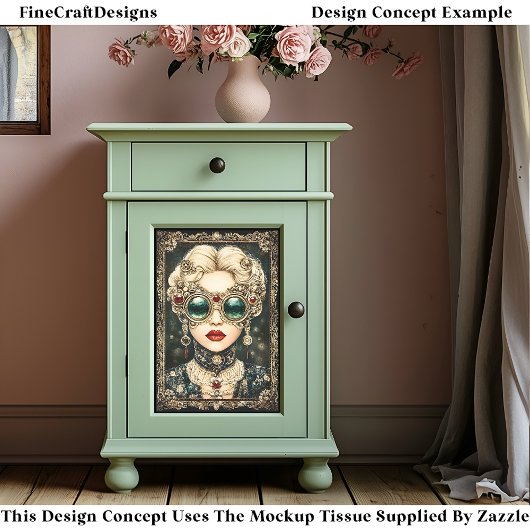 Glamoureuze Steampunk Vrouw, DOOR8 Decoupage Tissuepapier