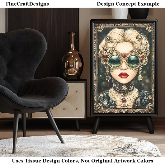Glamoureuze Steampunk Vrouw,  DOOR8 Decoupage Tissuepapier