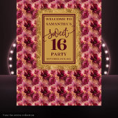 Glamoureuze Sweet 16 Blush Bourgogne Gold Banner Wandkleed