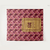 Glamoureuze Sweet 16 Blush Bourgogne Gold Banner Wandkleed (Voorkant (horizontaal))