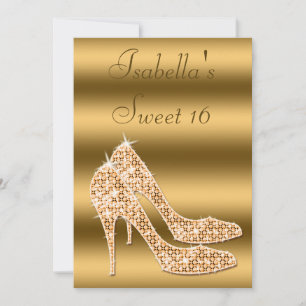 Glamoureuze Sweet 16 gouden stiletto's Kaart