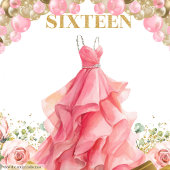 Glamoureuze Sweet Sixteen Banner Blush Gouden Ball Wandkleed