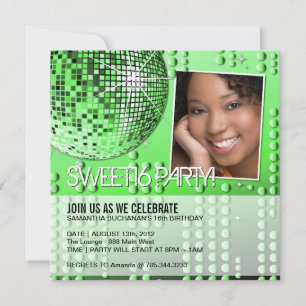 Glamoureuze Sweet Sixteen Disco Bal Uitnodiging