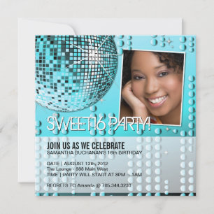 Glamoureuze Sweet Sixteen Disco Ball Uitnodiging