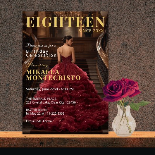 Glamoureuze tijdschriftstijl 18e verjaardag kaart