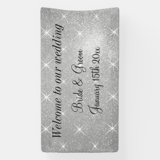 Glamoureuze top bruiloft welkom banner teken (Verticaal)