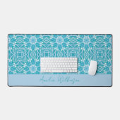Glamoureuze Turquoise Aqua Blue Silver Sparkle Bureaumat (Keyboard & Muis)
