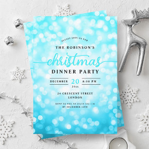 Glamoureuze Turquoise Lights Christmas Dinner Part Kaart