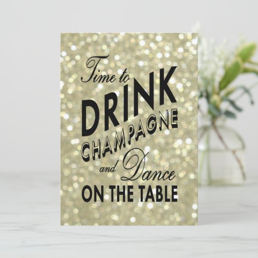 Glamoureuze uitnodiging voor gouden bruiloft (Staand voorkant)