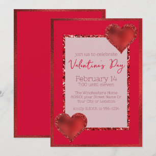 Glamoureuze Valentijnsdag Red Glitter Hearts Kaart
