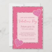Glamoureuze Valentijnsdag Roze Glitter Harten Kaart (Voorkant)