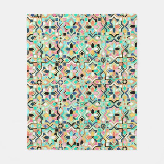 Glamoureuze vergulde Marokkaanse Tegel Fleece Deken (Voorkant)