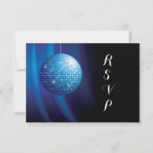 Glamoureuze Verjaardag Blue Party Disco Ball RSVP Kaartje (Voorkant)