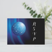 Glamoureuze Verjaardag Blue Party Disco Ball RSVP Kaartje (Staand voorkant)