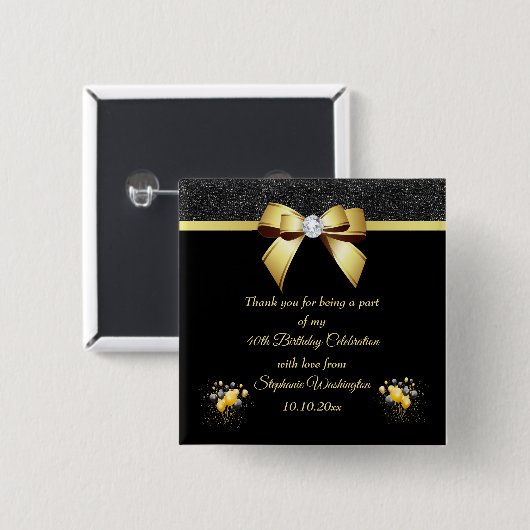 Glamoureuze verjaardag Dank je wel Vierkante Button 5,1 Cm (Voorkant /achterkant)