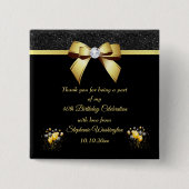 Glamoureuze verjaardag Dank je wel Vierkante Button 5,1 Cm (Voorkant)