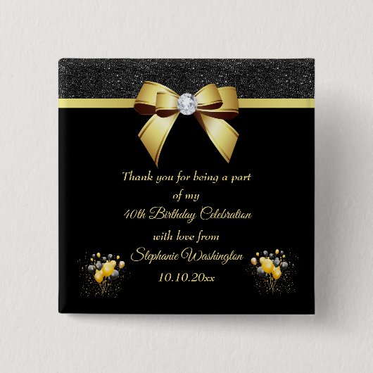 Glamoureuze verjaardag Dank je wel Vierkante Button 5,1 Cm (Voorkant)