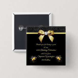 Glamoureuze verjaardag Dank je wel Vierkante Button 5,1 Cm